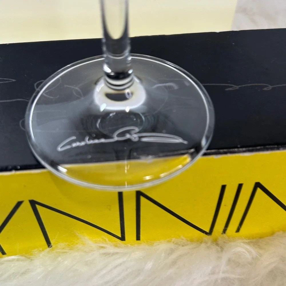 Carolina Gynning In‎ to the Future Champagne Flute Glass Art Face Butterfly
